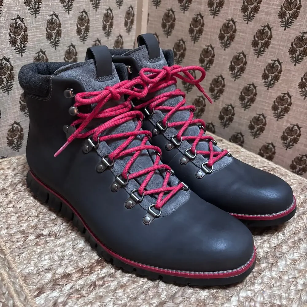 Cole Haan Zerogrand Waterproof Grey sz11 Nubuck Leather Hiker Boots Gorpcore